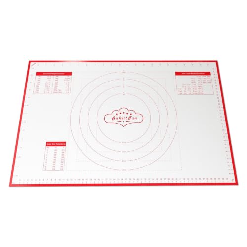 Silicone Pastry Mat Standard 23 x 15 in Nonstick Dough Rolling Mat with Measurements Inch and cm Circles Conversion Charts BPA Free Heat Resistant to 450 F Dishwasher Safe - size: Standard