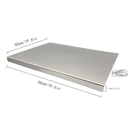Stainless Steel Cutting Boards for Kitchen,Baking Board,Pastry Board,kneading Panel - Suitable for Cutting Vegetables, Fruits, Meat,bread - Easy To Clean and Store (50x50cm/19.6x19.6in) - size: 19.6"L x 19.6"W
