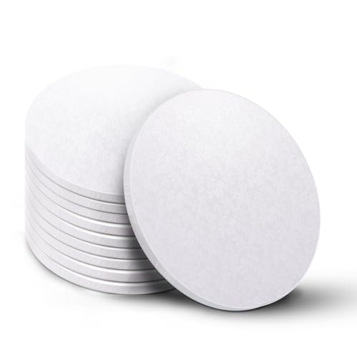 10-Pack Round White Cake Drum Board 10 Inch Sturdy 1/2 Inch Thick Full Wrap Edge Cake Base for Heavy Tiered Cakes(10" White) - color: White, size: 10"