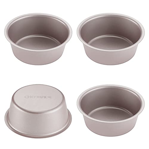 CHEFMADE Mini Cheese Cake Pan Set, 4-Inch 4Pcs Non-Stick Round Cake and Loaf Bakeware for Oven and Instant Pot Baking (Champagne Gold) - size: 04 - 4" Columnar 4Pcs