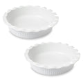 WishDeco Pie Pan for Baking Set of 2, Ceramic Baking Pan 9 Inch - color: White 2pcs