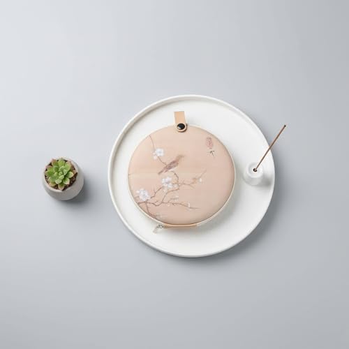 LUOZZY Pu'er Tea Cake Storage Bag Round Tea Cake Packing Bag with Plum Blossom Pattern Teacakes Organizer with Portable Loop for Home Office Decoration