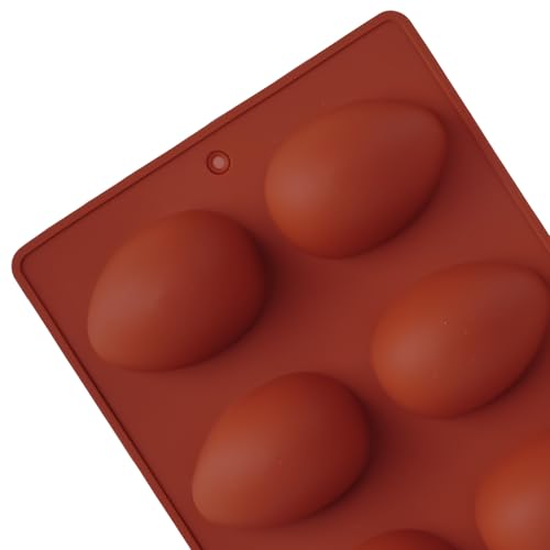 3Pcs 8-Cavity Easter Silicone Egg Molds, Egg Shaped Cake Pop Mold, Baking Supplies for Making Chocolate Jello Candy Dessert Muffin Mousse Pastry (Brick Red) - color: Brick Red