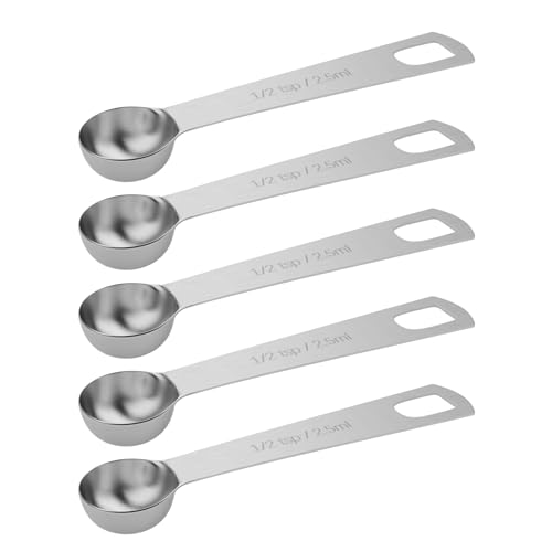 5PCS 1/2tsp(1/6tbsp, 2.5ml) Measuring Spoon, Stainless Steel Teaspoon - size: 1/2tsp