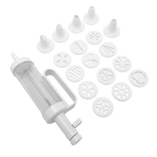 Cookie Press Maker Kit, Manual Multifunctional Biscuit Decorating Press with 12 Discs 5 Nozzles Easy Clean ABS Cookie Cake Decorating Tool for Home Baking Bakers 27cm 17pcs