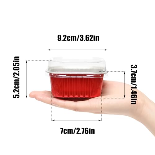 50 Pack 5oz Mini Square Cake Pans with Lids, Red Baking Supplies - color: Red, size: Square