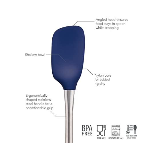 Tovolo Flex-Core Silicone Spoonula, Stainless Steel Handle, Deep Indigo - color: Deep Indigo, style: Spoonula