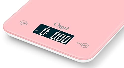 Ozeri Touch Digital Kitchen Scale (12 lbs Edition) in Tempered Glass - color: Crystal Rose