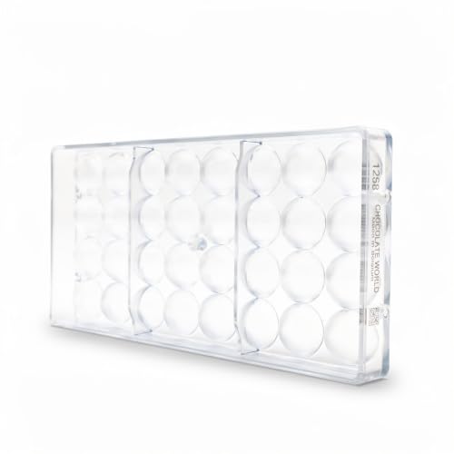 Chocolate World 1258 Clear Polycarbonate Candy Mold with 32 Hemisphere Cavities 27mm Diameter x 13.5mm High - size: 27mm Dia x 13.5mm H