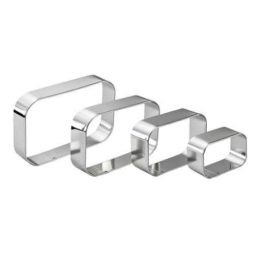 Rounded Rectangle Cookie Cutter Stainless Steel Plaque Cookie Cutters Geometric Frame Cookie Cutters Shapes Molds for Baking 1 Inch Depth - color: Rounded Rectangle