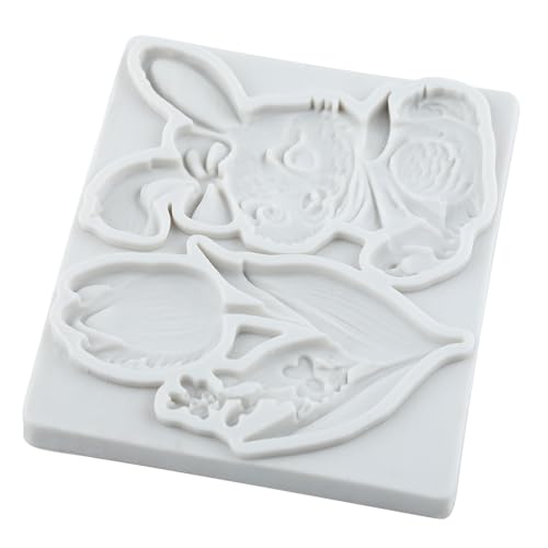 Easter Bunny Rabbit Fondant Molds Tulip Flower Silicone Mold