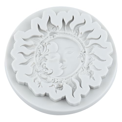 Sun Goddess Relief Silicone Mold Sun Moon Face Fondant Molds - color: Style B