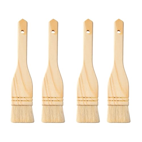 Ciieeo 4 pack Nonshedding Wool Basting Brush Beige Wood