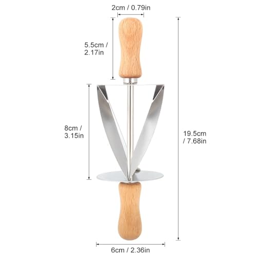 Stainless Steel Croissant Cutter with Wooden Handle – Professional Dough Roller for Baking Croissants Pastry, Cookie and Bread, 7.68 Inch