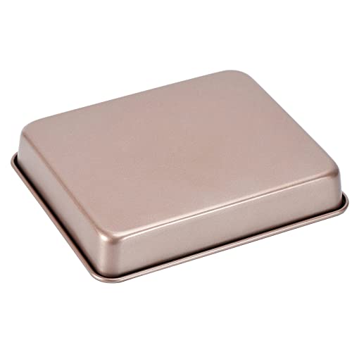 Nonstick Roasting Pan, Deep Baking Pan Set, Large Cake Pan Sets for Oven, 3-Piece Brownie Pan （Gold） - color: Gold