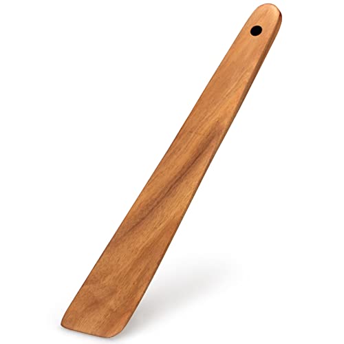 Teak Wooden Spatula for Cooking Spoon Non Toxic Kitchen Utensil Spurtle - size: 1 Piece (12 Inches)
