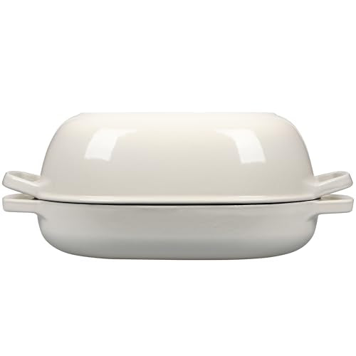 EDGING CASTING Enameled Cast Iron Oval Dutch Oven Pot with Lid, Dutch Oven for Sourdough Bread Baking, Bread Oven, Bread Dutch Oven, Oval Bread Pan, 7qt, White - color: White, size: 7 Quart