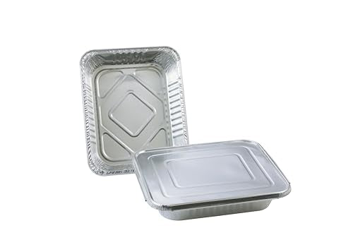 Aluminum Pans With Lids 9x13 [10 Sets] Aluminum Foil Pans Trays With Lids - Half Size Tin Foil Disposable Pans For Baking, Cake Serving Dishes, Roasting, Heating, Serving & Lining Steam-Table Trays - size: 10 Pack with Lids