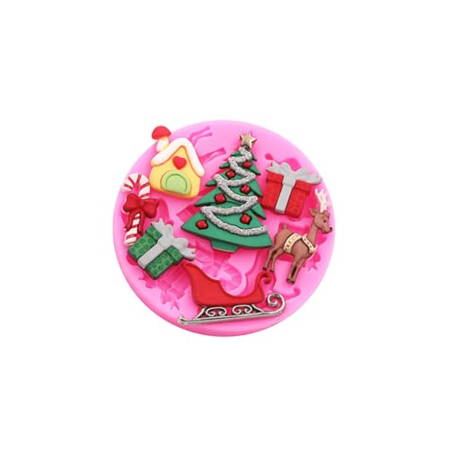 4PCS Christmas Theme Silicone Mold Snowflake Christmas Tree Snowman Bell Creative Baking Chocolate Cake Dessert Decoration Mold DIY Resin Jewelry Accessories Silicone Molds SD-176-221-252-325 - color: Style B