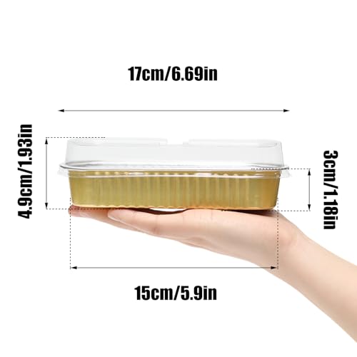 50 Pack 6.8oz Mini Cake Pans with Lids, Gold - color: Gold, size: Rectangle