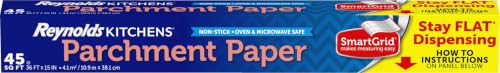 Reynolds Kitchens Stay Flat Parchment Paper Roll with SmartGrid, 45sq ft - size: 45 Sq Ft (Pack of 1), style: Standard