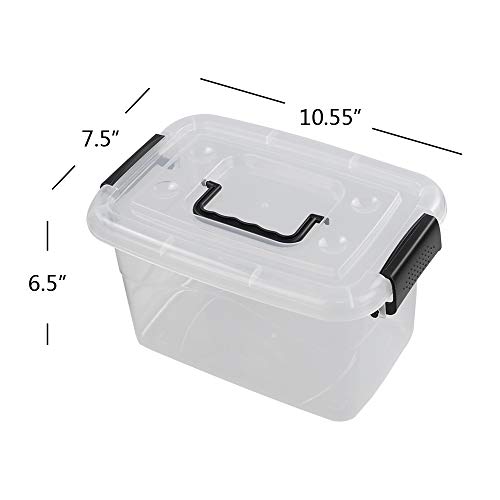 5 L Plastic Storage Bin with Lid, Transparent Organizing Box Set of 6 - color: Black