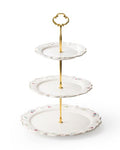 3 Tier Cupcake Stand, Ceramic Tiered Serving Stand - color: Wildflowers