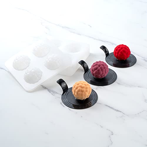 Pastry Tek 4 Cavities Fruit Silicone Molds, 10 Oven-Ready Berry Molds - Flexible, Freezable, White Silicone Lychee Berry Molds, Easy Release, For Baking - size: 10 Count, style: Lychee