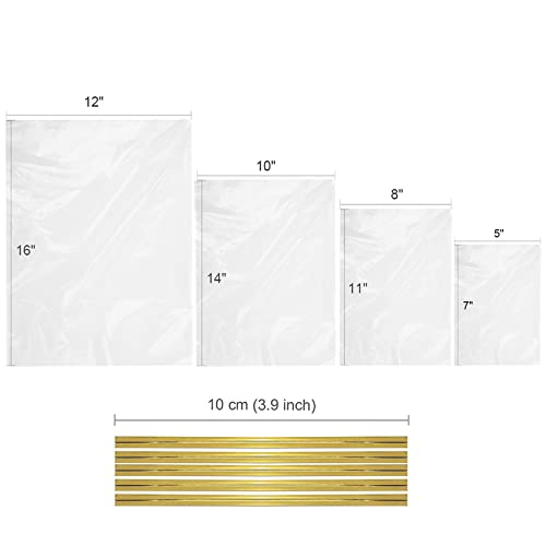 Zcintert Clear Cello Cellophane Treat Bags, 200 Pcs - 5" x 7"(2mils), Plastic Gift Bags for Candy, Party Favor, Cookies, Candies Packaging, with 4” Twist Ties - color: 200PCS - 5" x 7"