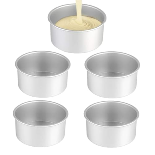5-Pack 5 x 2 Inch Mini Round Cake Pans, Non-Stick Aluminum Bakeware Set