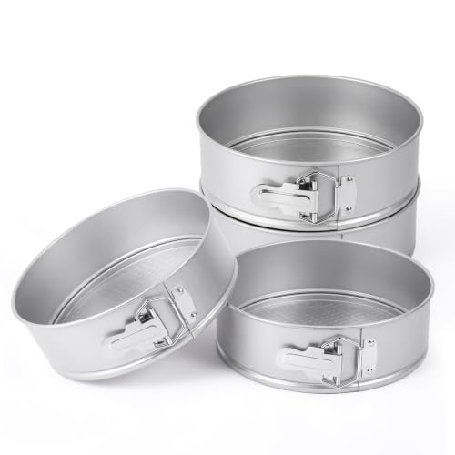 4 Pcs 8 Inch Nonstick Springform Cheesecake Pan with Removable Bottom - color: Sliver, size: 8 Inch