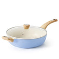 SENSARTE Ceramic Nonstick Frying Pan Skillet with Lid, 13.3 Inch Large Deep Frying Pan, 6 QT Saute Pan, Induction Pan, Healthy Non Toxic Cooking Pan with Helper Handle, PFOA PFAS PTFE Free - color: Blue, size: 6QT / 13.3IN