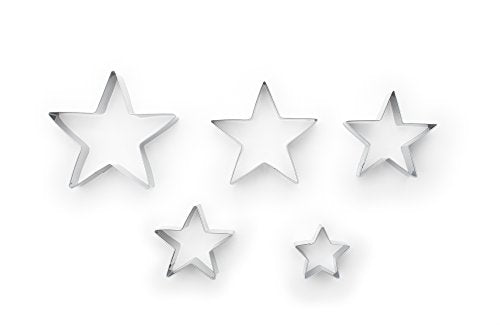 Fox Run Stainless Steel Star Cookie Cutters, Set of 5 Star Shaped Cutters - size: Set of 5