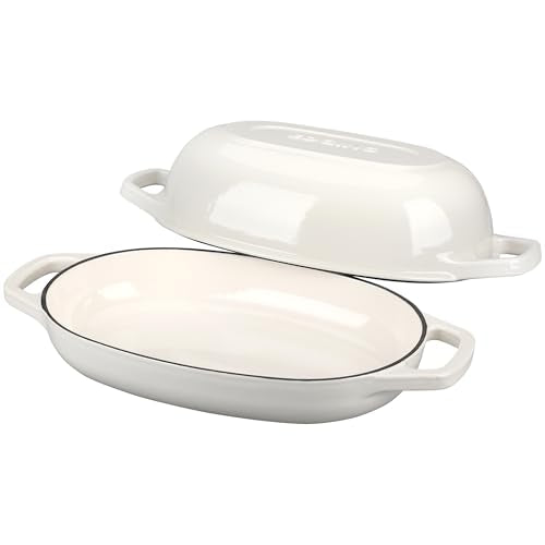 EDGING CASTING Enameled Cast Iron Oval Dutch Oven Pot with Lid, Dutch Oven for Sourdough Bread Baking, Bread Oven, Bread Dutch Oven, Oval Bread Pan, 5qt, White - color: White, size: 5 Quart