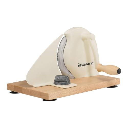 Zassenhaus Original Classic Adjustable Bread Slicer for Uniform Slices - Bread Slicer for Homemade Bread - 18/8 Stainless Steel Blade Sourdough Cutter - Cream, 11.75" x 8" - color: Cream, size: 11.75" x 8" x 4.7"