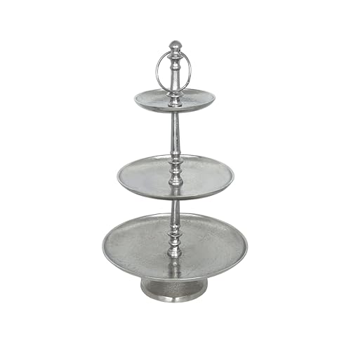 Rely+ Dessert Cupcake Stand 3-Tiered Serving Tray 20" Tall 3 Tier Fruits and Cup Cake Stand for Tea Party Birthday Holiday Gatherings Weddings Baby Showers Silver Finish Sturdy Design