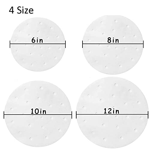 100 Count Perforated Parchment Paper Bamboo Steamer Liners for 12 inch Air Fryer Parchment Paper - size: 12 inch perforated parchment