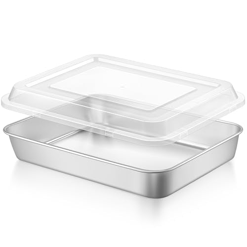 LIANYU Baking Cake Pan Set with Lid, 12⅓ x 9¾ x 2 Inch Lasagna Brownie Pan - size: 12.4 x 9.6 Inch