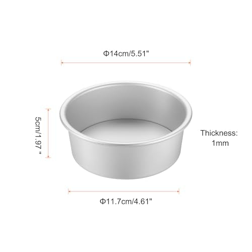 HARFINGTON 2Pcs Round Cake Pan with Removable Loose Bottom 5" Small Cheesecake Pan Anodized Aluminum Nonstick Baking Pan for Wedding Birthdays Party Event - color: Silver Tone, size: 5"