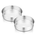 P&P CHEF 6 Inch Cake Pan Set, Round Baking Cake Pans, Silver & 2 Pcs - color: Silver, size: 6 Inch