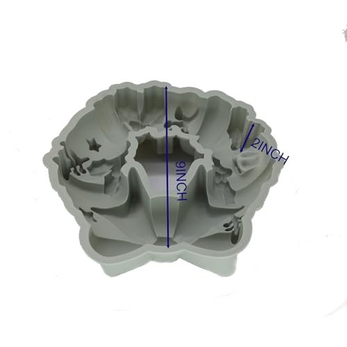 X-Haibei Round Holiday Wreath Jello Puding Cake Pan Silicone Shallow Mold 9-inch