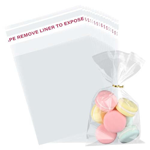 200Pcs Cookie Bags Self Sealing Cellophane Bags 4x6 Inches Plastic Resealable Clear Treat Bags with Twist Ties for Cookies Party Favors Bag - size: 4x6 Inches