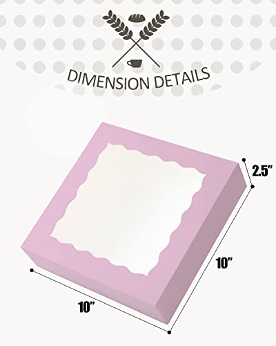 qiqee Auto-pop up Lavender Pie Boxes with Window 10x10x2.5 inch 30Packs Cookie Donut Bakery Box - color: Lavender, size: 10"x10"x2.5"/30 Pcs