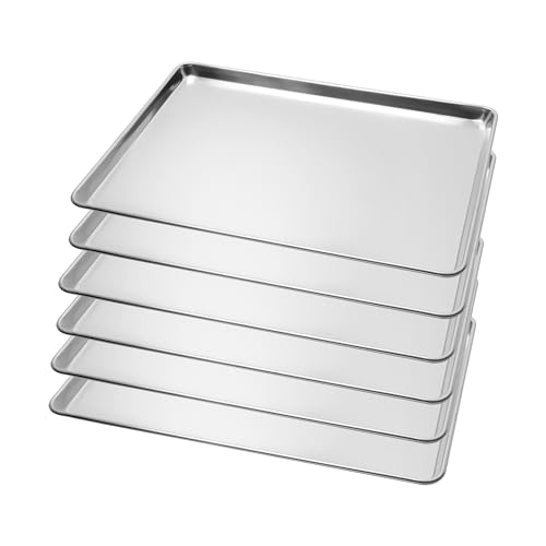 BIEAMA 6 Pack 26" x 18" Full Size Baking Sheet Pan, Aluminum Commercial Pan - size: 6PACK Full Size 26"×18"