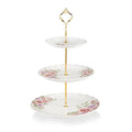 Sweejar 3 Tier Ceramic Cake Stand Wedding, Dessert Cupcake Stand for Tea Party Serving Platter (Rose Flower) - color: Rose Flower