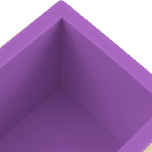 3PCS 47oz Silicone Soap Kit, Purple Rectangular Silicone Loaf Soap Making with 3 Wooden Boxes and 3 Lids, DIY Supplies for Soap Making - color: Purple