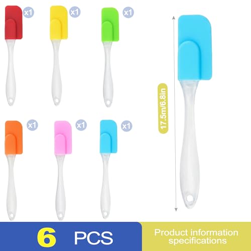 6 Piece Mini Silicone Spatula Set, Heat Resistant Small Rubber Spatulas for Kitchen Use, Non-Stick Baking, Cooking & Mixing Tools, Flexible Scrapers for Jars - Multicolor