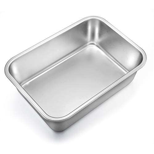 TeamFar Lasagna Pan, Rectangular Cake Pan Brownie Bake Dish Stainless Steel - size: 12.75" x 10" x 3.2"
