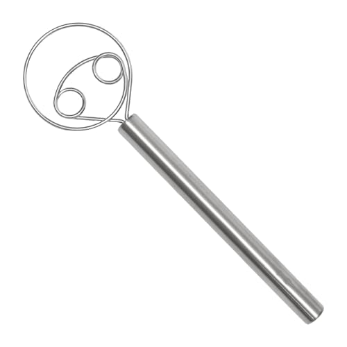 11" Danish Dough Whisk, 304 Stainless Steel Hook and Handle - color: 2 Holes stainless steel handle