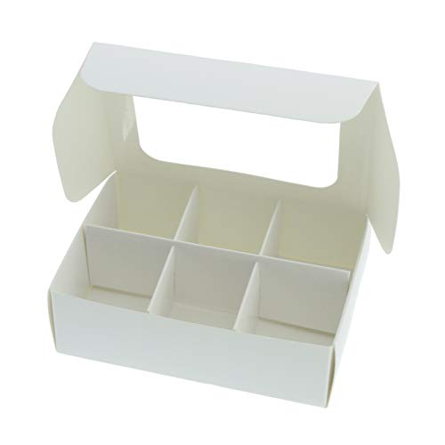 20-Ct White Treat Boxes, 5x3.5x1.57in, Window & Dividers - color: White, size: 5 x 3.5 x 1.57 in (6 compartments)